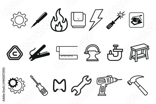 Vector Illustration of Various Tools and Equipment