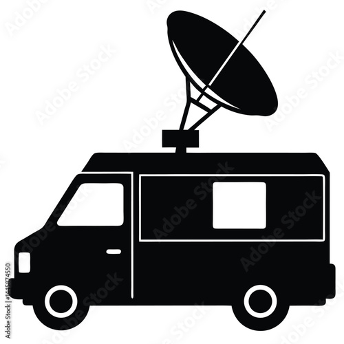 journalist element isolated tv broadcast van anten on white background
