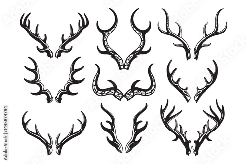 Dark Fantasy Demon Horns Vector Set 