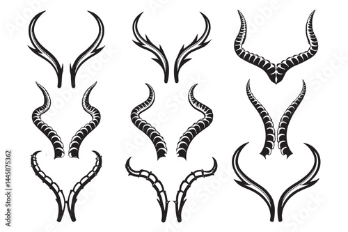 Dark Fantasy Demon Horns Vector Set 