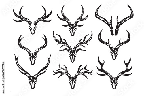 Dark Fantasy Demon Horns Vector Set 