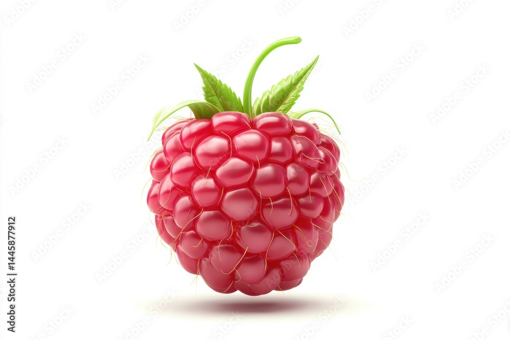 Hyper-realistic 3D raspberry icon with minimalist design isolated on white background for creative projects Hyper-realistic 3D raspberry icon with minimalist design isolated on white background for creative projects