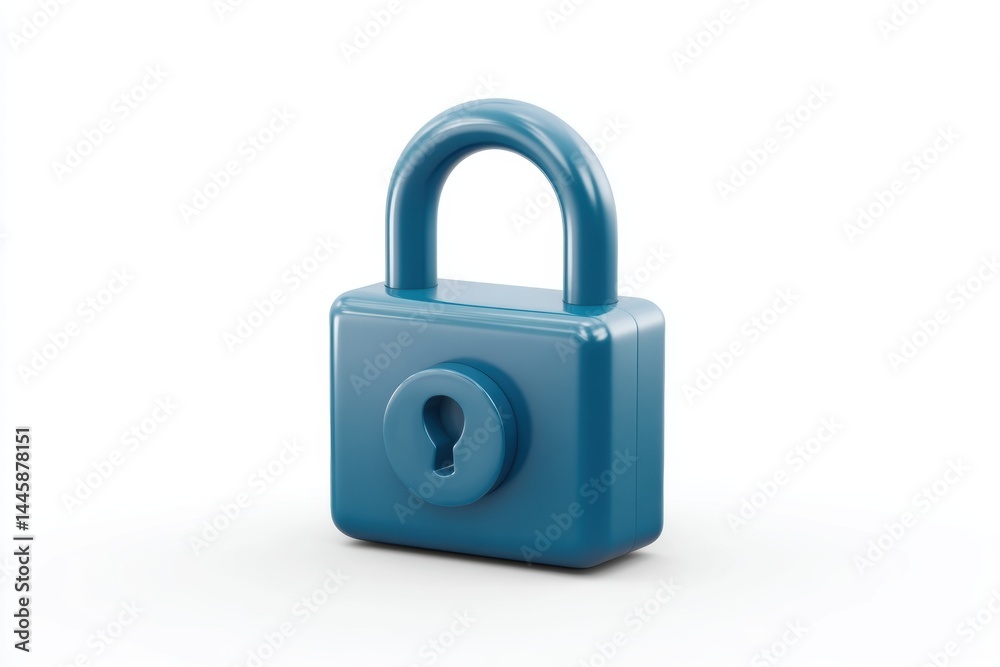 3D lock icon representing security with minimalist design in blue color isolated on white background 3D lock icon representing security with minimalist design in blue color isolated on white background