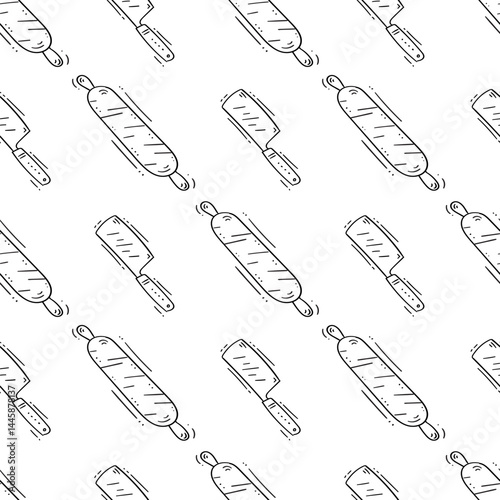 kitchen utensil pattern. kitchenware seamless pattern. doodle kitchen background