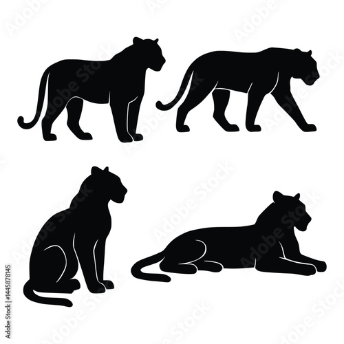 Black Panther Silhouettes Vector Set