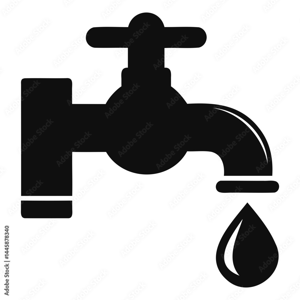 Water Faucet Silhouette Icon with Droplet Black Vector on Transparent Background
Water Faucet Silhouette Icon with Droplet Black Vector on Transparent Background