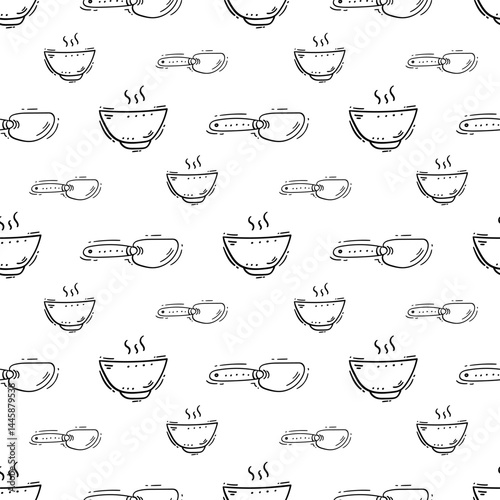 kitchen utensil pattern. kitchenware seamless pattern. doodle kitchen background