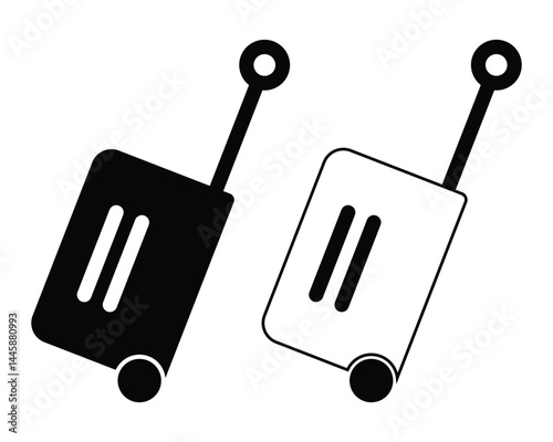 Travel luggage icons. Fill and outline luggage symbol isolated on white background. Travel bag, briefcase icon set in flat style. Vector illustration. EPS 10