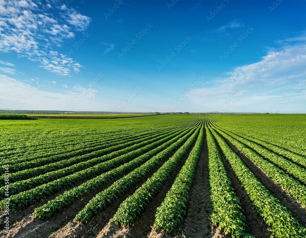 vast green field showcasing rows of healthy crops under a clear blue sky representing agriculture and nature s bounty vast green field showcasing rows of healthy crops under a clear blue sky representing agriculture and nature s bounty