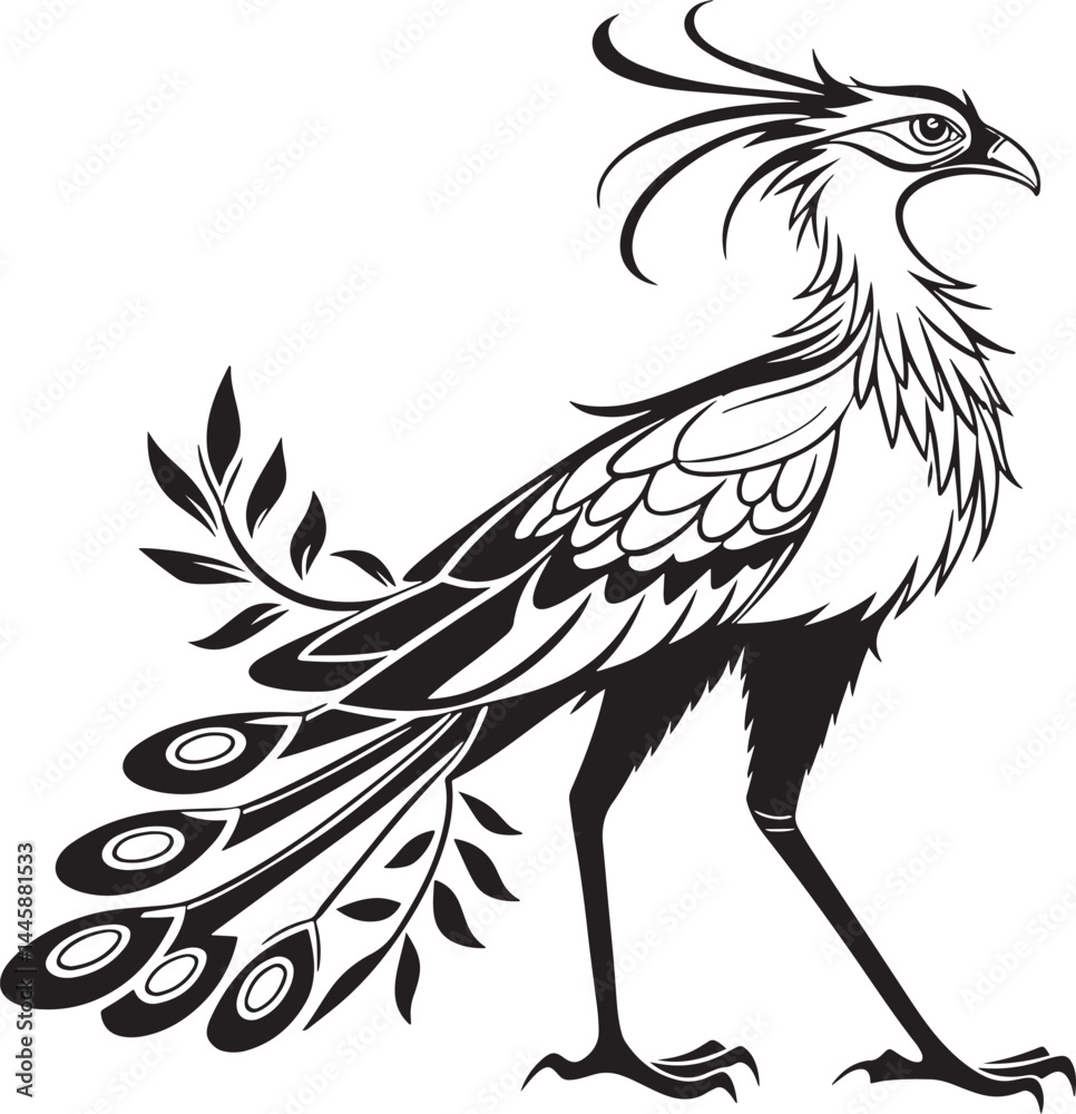 Obraz premium Secretary bird silhouette vector illustration