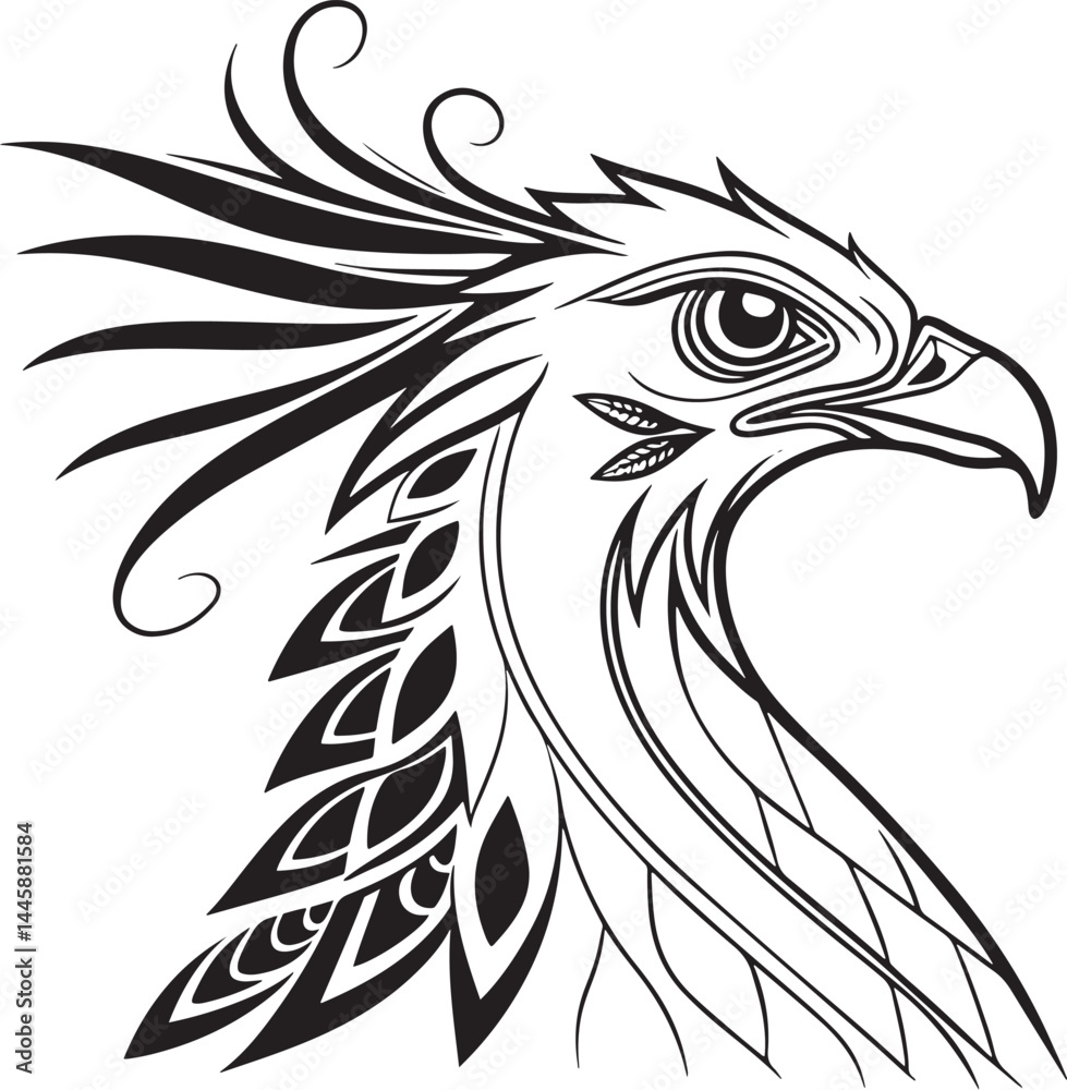 Fototapeta premium Secretary bird silhouette vector illustration