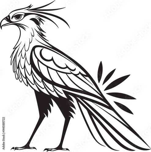 Secretary bird silhouette vector illustration