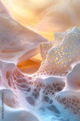 Macro shot of intricate shell patterns and textures, close focus with blurred background