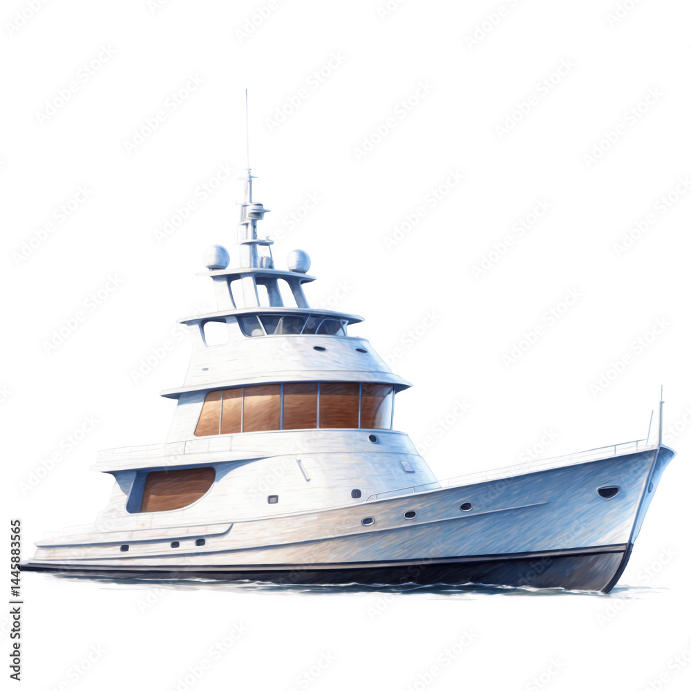 Naklejka premium White Yacht Illustration PNG Isolated Transparent