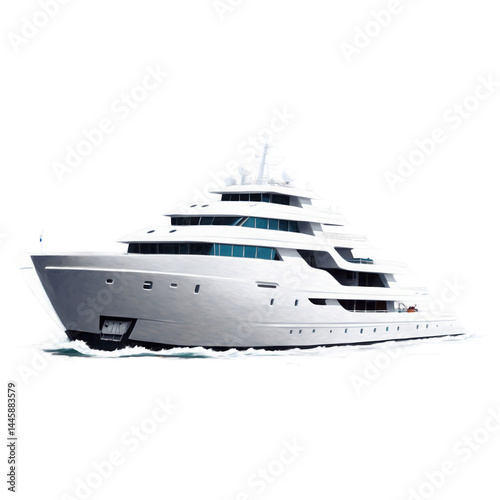White Yacht PNG Image, Luxury Ship Illustration, Isolated Transparent