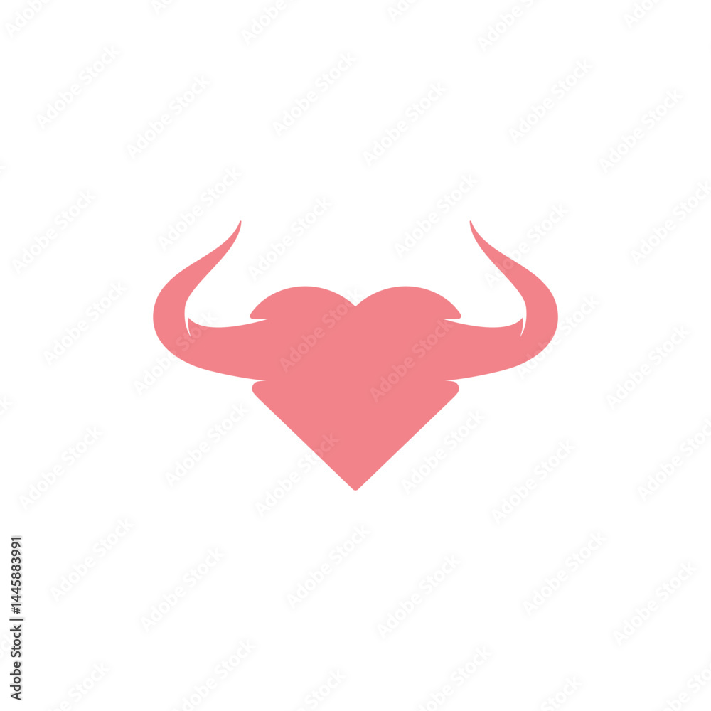 Love Bull Heart with Horns Symbol Logo Icon Design Love Bull Heart with Horns Symbol Logo Icon Design