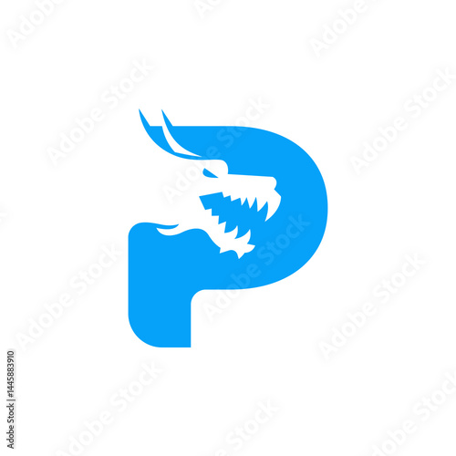 Initial Letter P Dragon Logo Design Vector