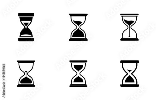 Hourglass Vector Illustration Collection, Hourglass Clip Art Clock Timer.
