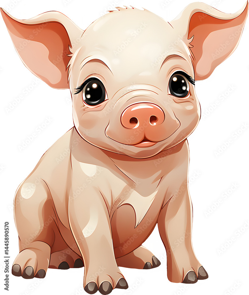 Naklejka premium Cute Sitting Baby Pig 