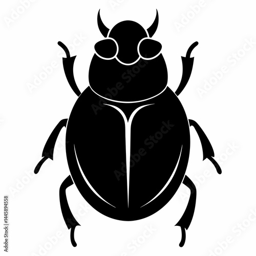Flat Black Dung Beetle Vector Icon
