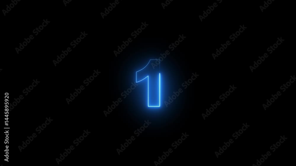 glowing countdown timer from 5 to 0 seconds. Countdown from 5 to 0 .5 seconds countdown timer animation, 0-5 counting up seconds neon number Countdown animation from 5 to 0 second.