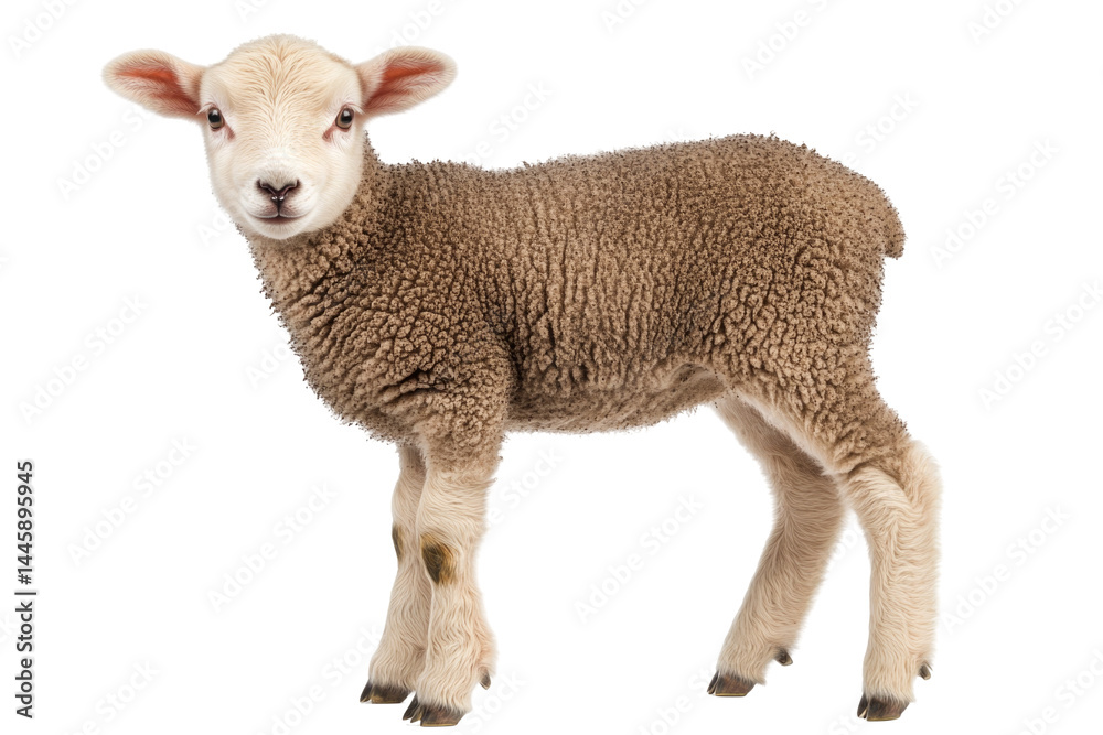 Adorable Young Lamb Standing in a Natural Setting, Showcasing Soft Wool and Playful Expression on transparent background Adorable Young Lamb Standing in a Natural Setting, Showcasing Soft Wool and Playful Expression on transparent background