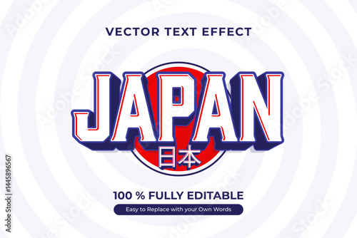Japan, editable text effect vector with bold and minimalist design style