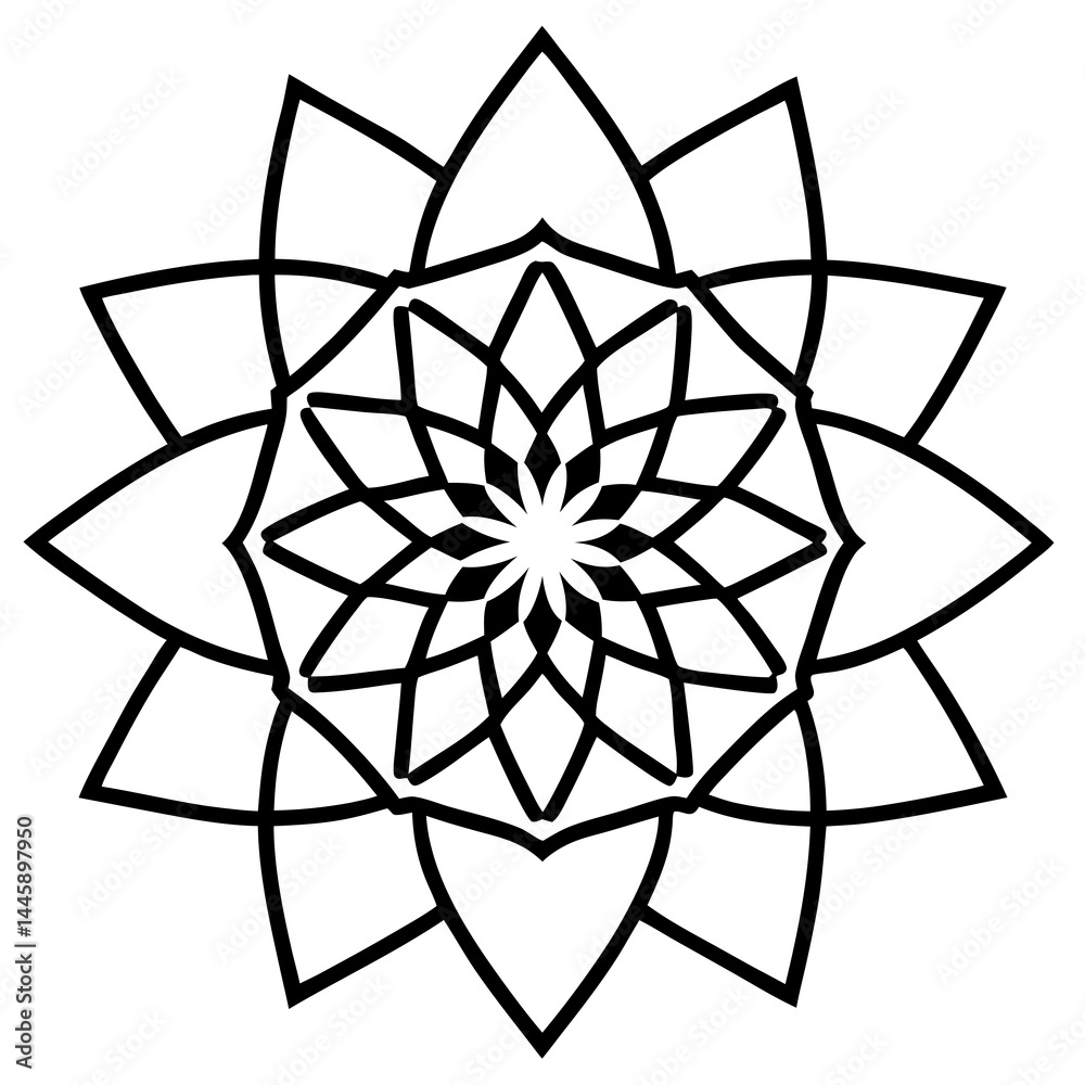 Fototapeta premium Floral Mandala Line Art Design