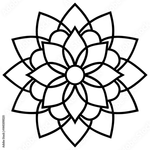 Floral Mandala Line Art Design