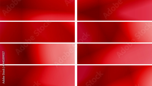 Eight abstract gradient banners, various shades of red, decorative backgrounds with copy space