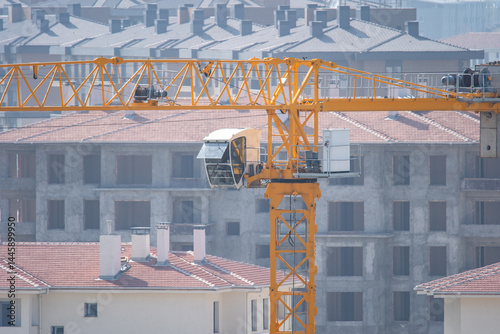 Closeup view of construction crane
