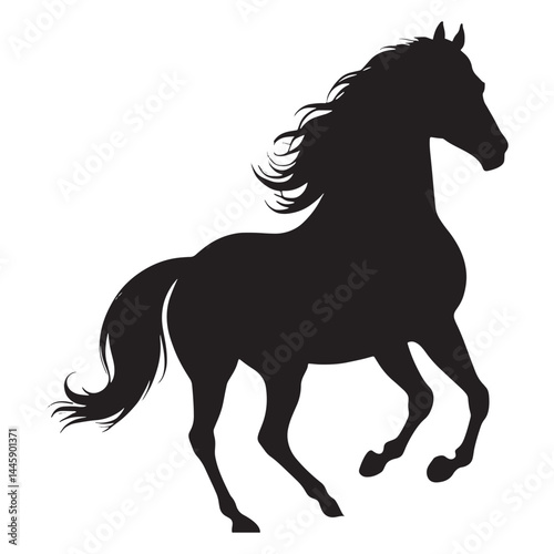 Majestic black Prancing Horse Silhouette Art