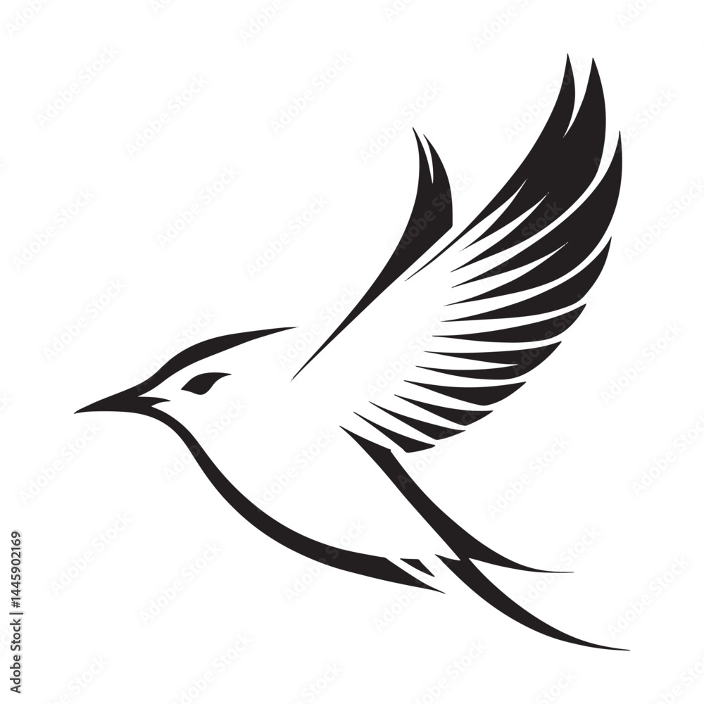Obraz premium Elegant Flight Stylized Black and White Bird Logo