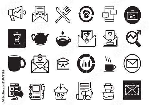 Drinking Coffee, Daily Routine, Invitation to Hang Out – Vector Set for Social Media, Marketing & Cafe editable vector