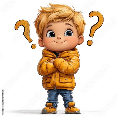 Curious boy in yellow jacket