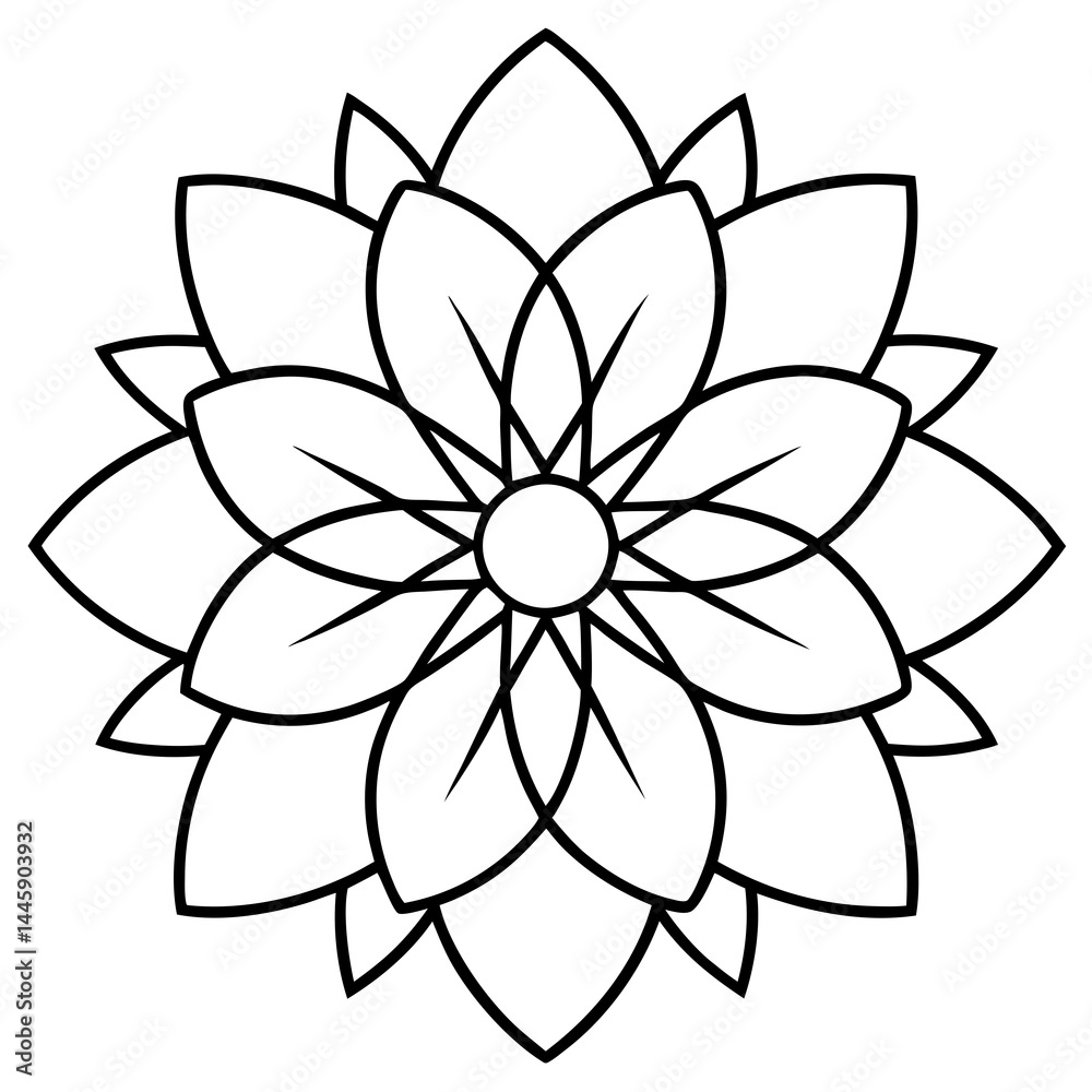 Fototapeta premium Graceful Line Art of a Cosmic Floral Mandala