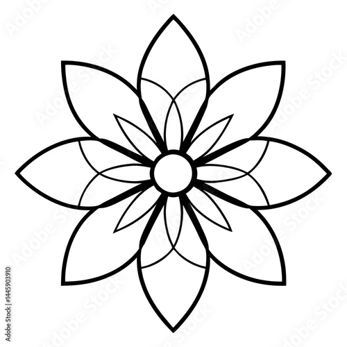 Graceful Line Art of a Cosmic Floral Mandala