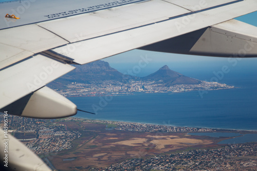 Beautiful landscape of Cape Town Table Mountain from the air, South Africa