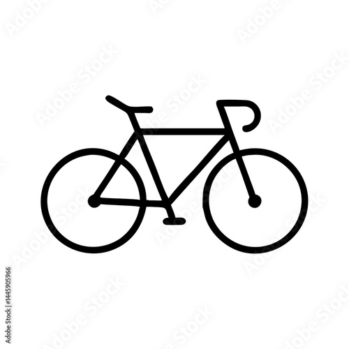 Bicycle icon in black outline style, eco transport symbol for city navigation apps, cycling infrastructure, sustainable mobility or healthy lifestyle interfaces