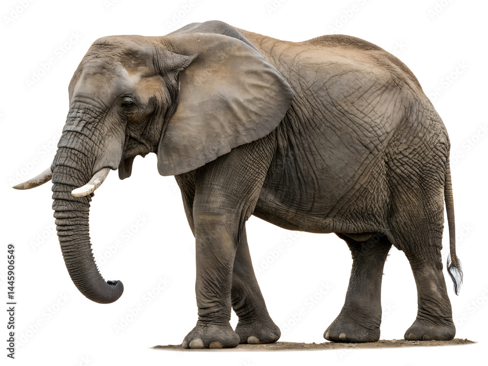 Elephant in Natural Pose Isolate on transparent background cutout, PNG file, Cutout file