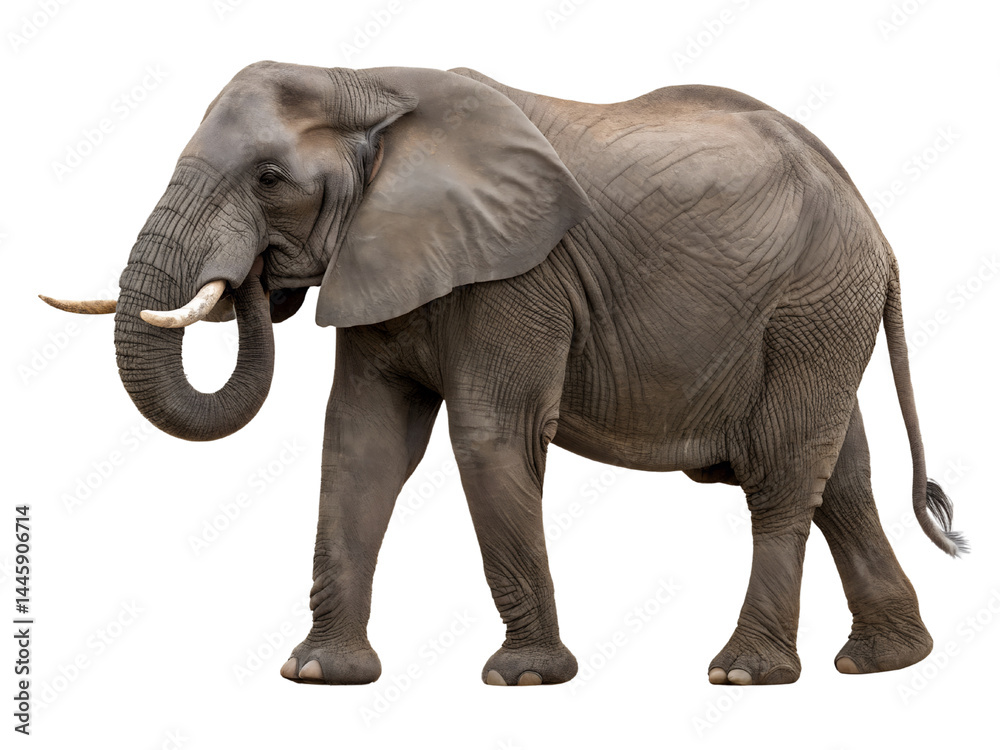 Elephant in Natural Pose Isolate on transparent background cutout, PNG file, Cutout file