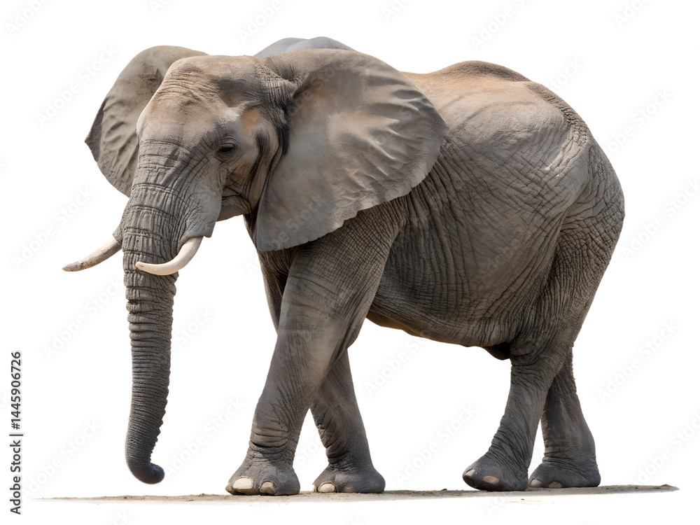 Elephant in Natural Pose Isolate on transparent background cutout, PNG file, Cutout file
