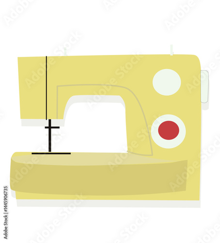 Sewing machine vector illustration. sewing machine transitions from a static display to an angled view showcasing