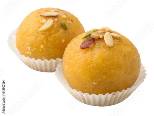 Obraz na płótnie Round Besan Ladoo Dessert Isolate on transparent background cutout, PNG file, Cutout file w salonie