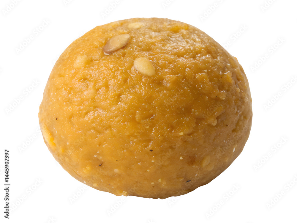 Round Besan Ladoo Dessert Isolate on transparent background cutout, PNG file, Cutout file