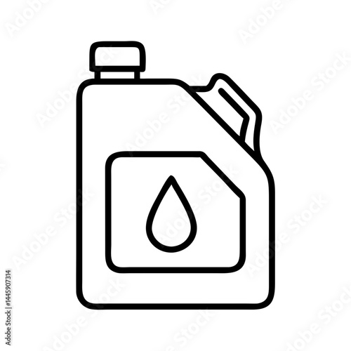 Motor oil container icon in black outline style, automotive fluid symbol for car maintenance, lubrication systems or mechanic service interface design