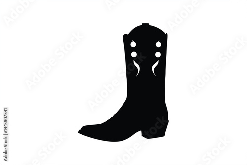 cowboy boot black silhouette vector, boot  icon clipart