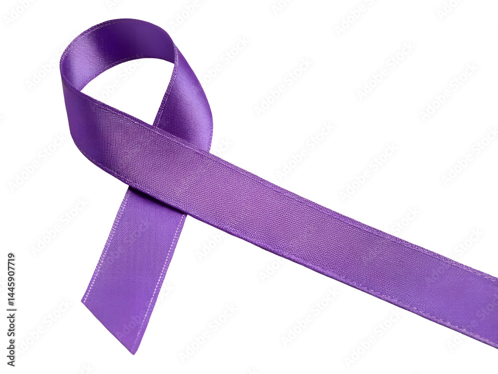 Purple Awareness Ribbon Isolate on transparent background cutout, PNG file, Cutout file