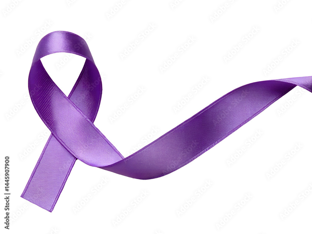 Purple Awareness Ribbon Isolate on transparent background cutout, PNG file, Cutout file
