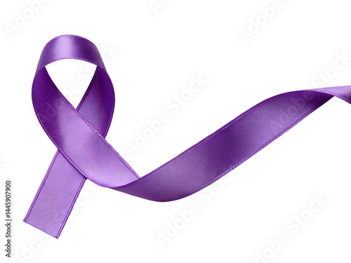 Obraz na płótnie Purple Awareness Ribbon Isolate on transparent background cutout, PNG file, Cutout file w salonie